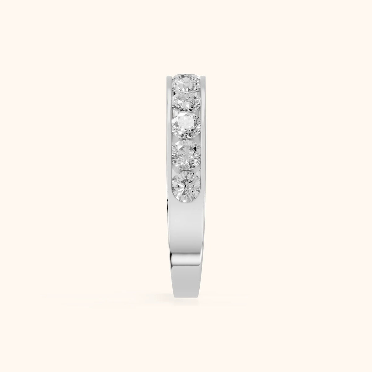 Oriana Channel Set Round Diamond Half Eternity Band in Platinum - SideView