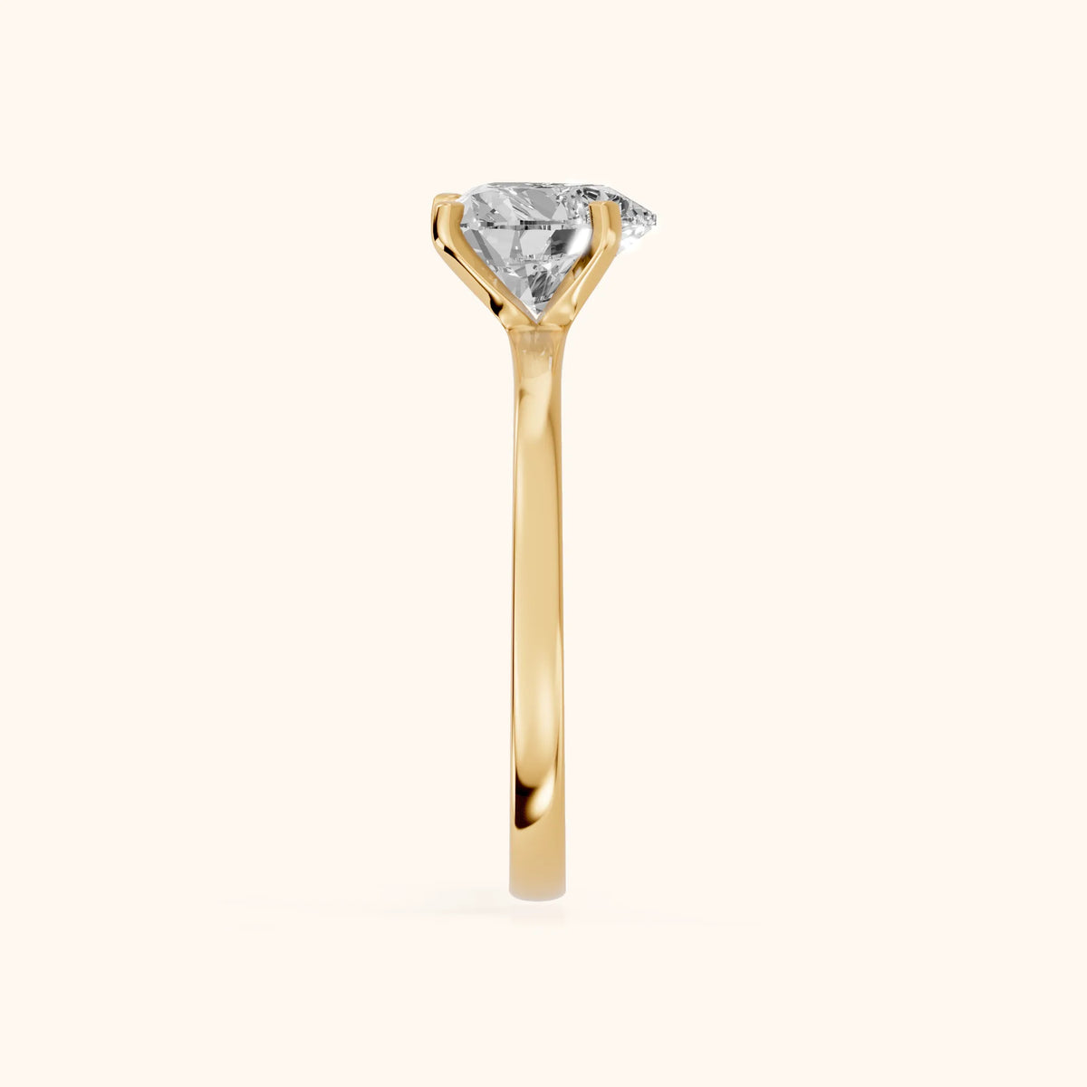 Matilda Cathedral Solitaire Heart Diamond Engagement Ring in Yellow Gold - SideView.webp