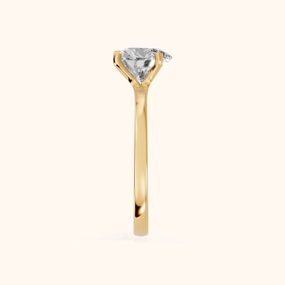 Matilda Cathedral Solitaire Heart Diamond Engagement Ring in Yellow Gold - SideView.webp
