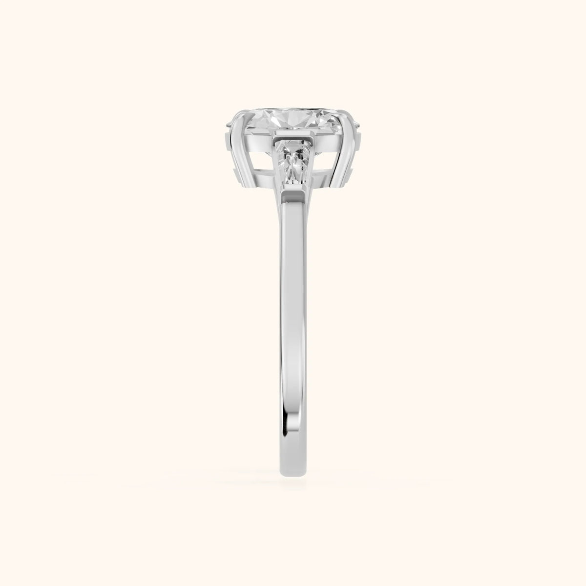 Winnie Three-Stone Oval Diamond Engagement Ring in Silver - SideView.webp
