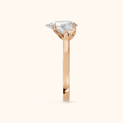 Isabella Bloom Solitaire Pear Diamond Engagement Ring in Rose Gold - SideView