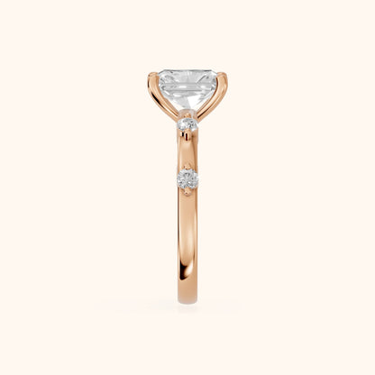 Elena Radiance Radiant Diamond Engagement Ring in Rose Gold - SideView