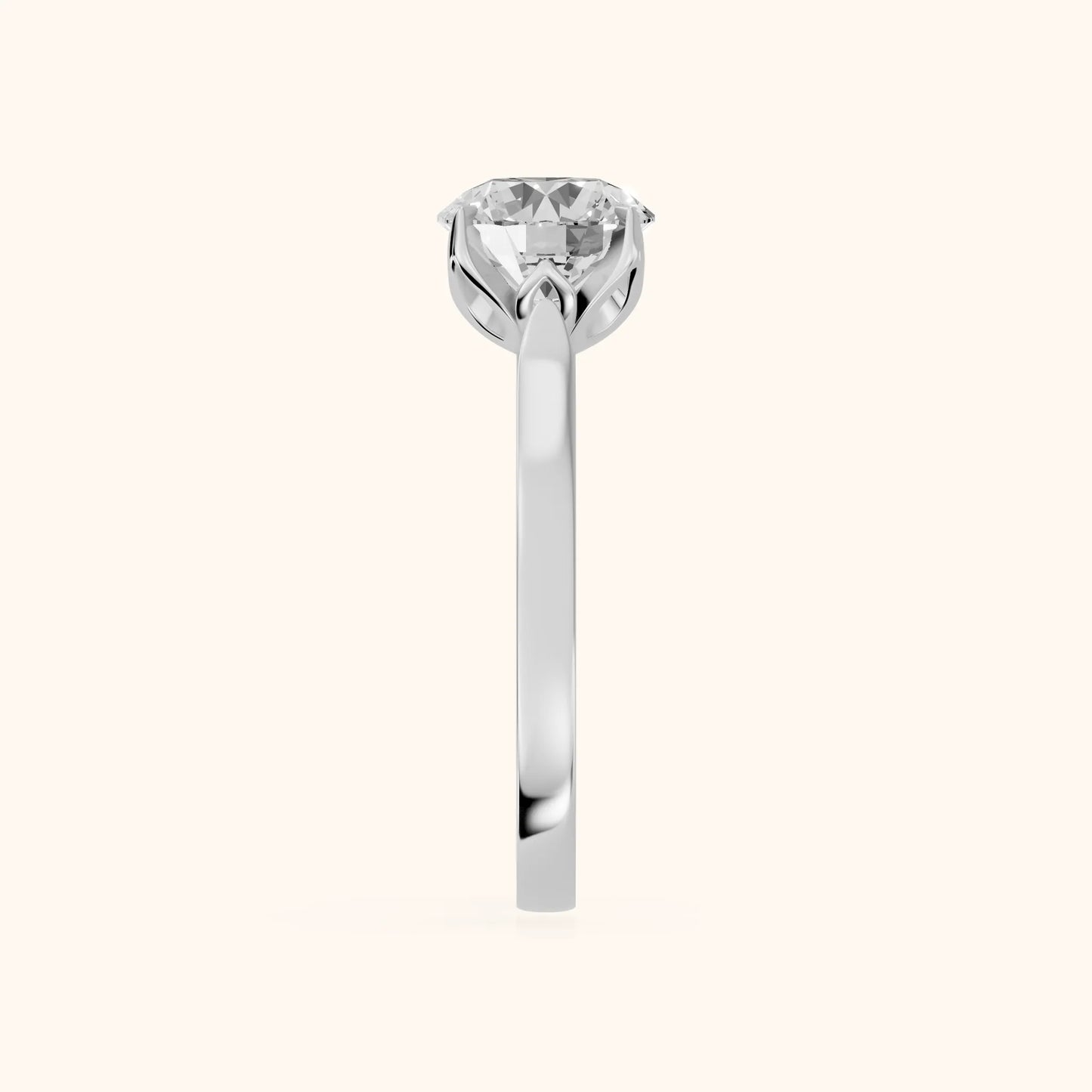 Isabella Bloom Solitaire Round Diamond Engagement Ring in Silver - SideView
