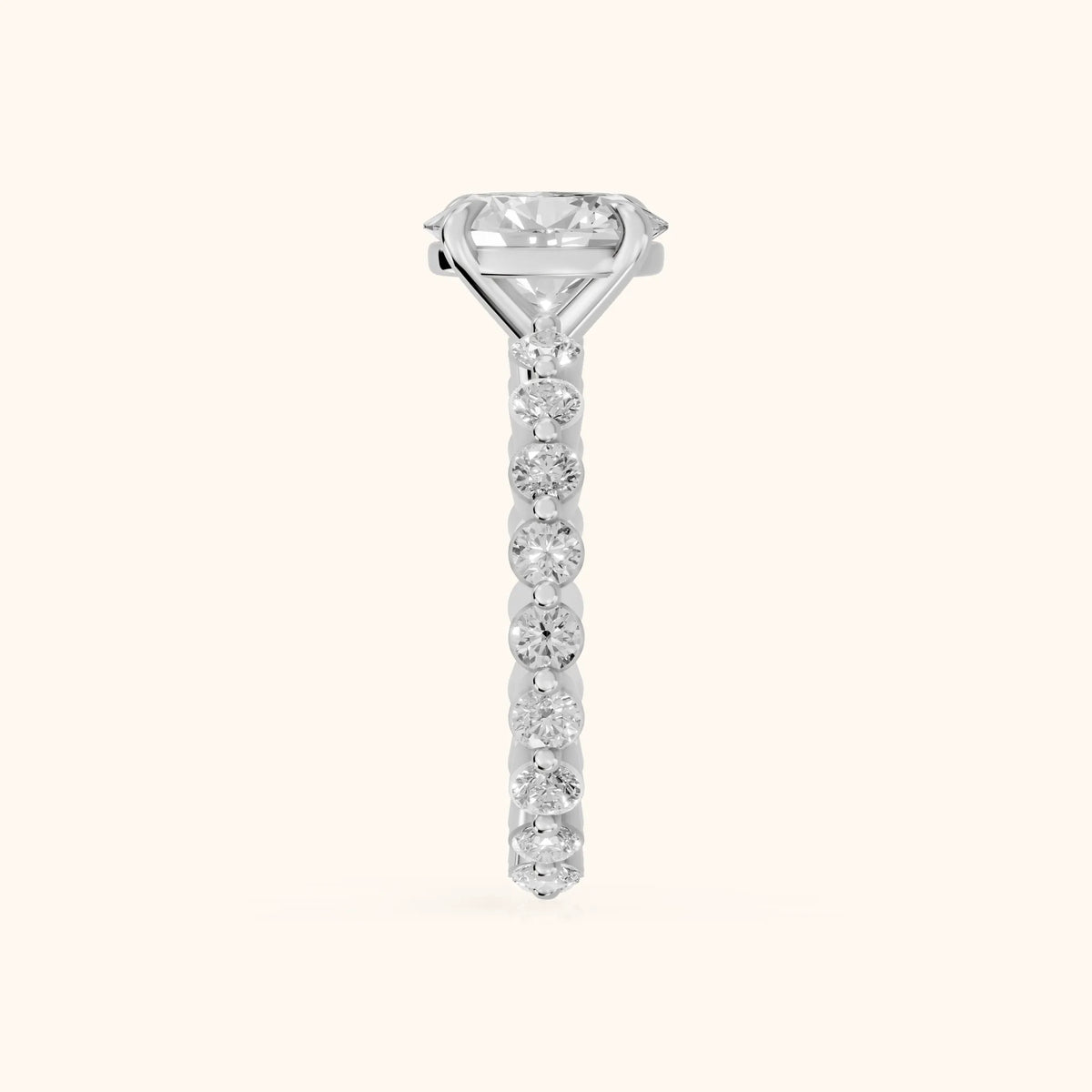 Piper Sidestone Oval Diamond Engagement Ring in White Gold - SideView.webp