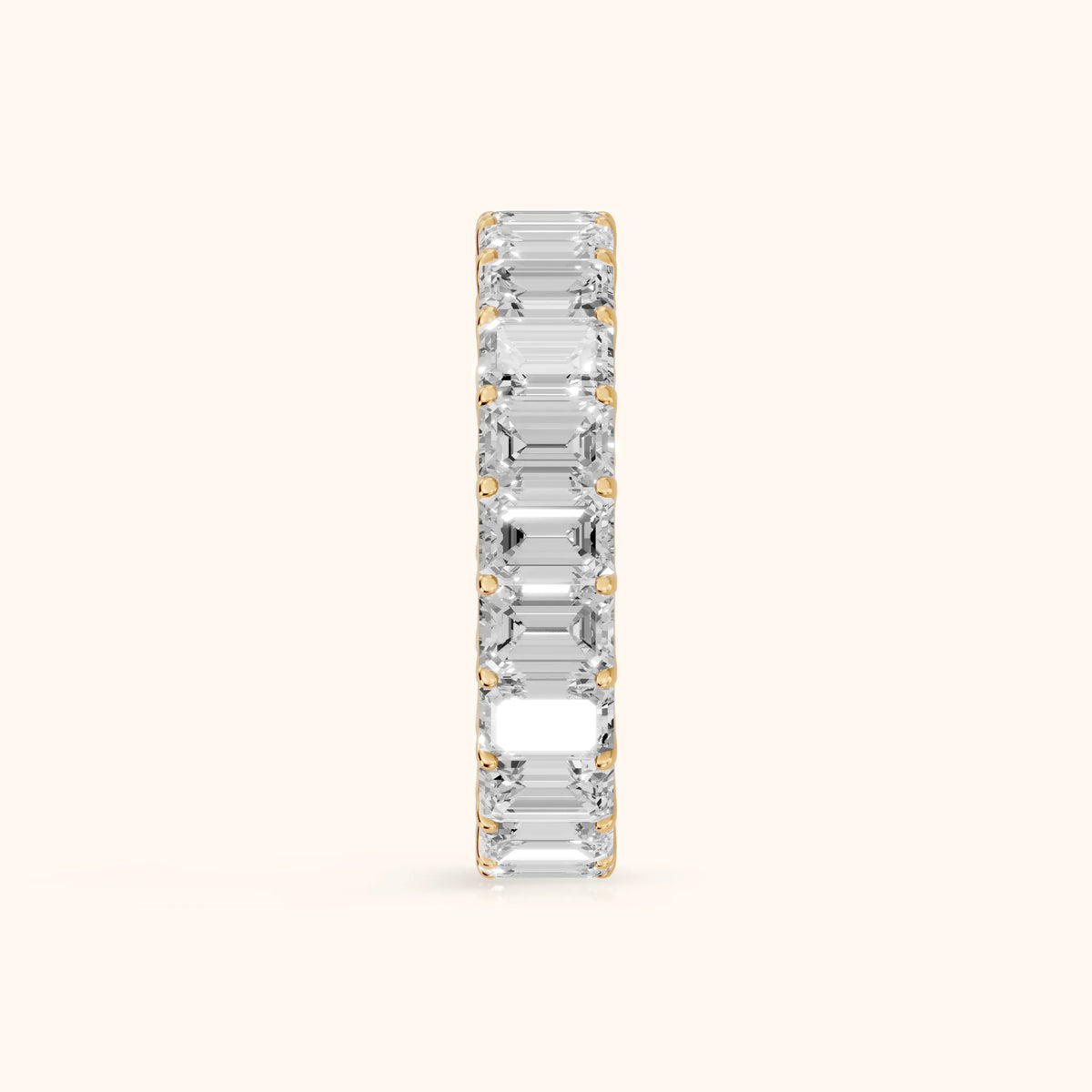 Josette Shared Prong Emerald Diamond Eternity Band in Yellow Gold - SideView