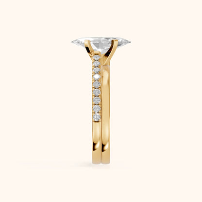 Edith Criss Cross Pavé Marquise Diamond Engagement Ring in Yellow Gold - SideView.webp