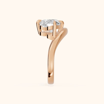 Katherine East-West Bypass Heart Diamond Engagement Ring in Rose Gold - SideView.webp
