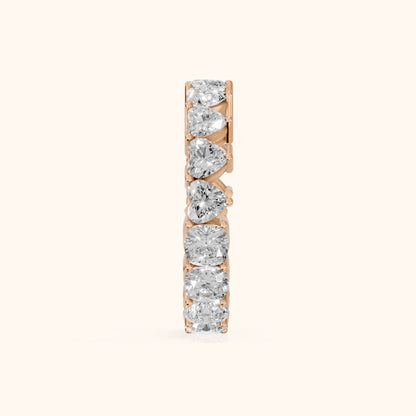 Tova Shared Prong Heart & Cushion Diamond Eternity Band in Rose Gold - SideView