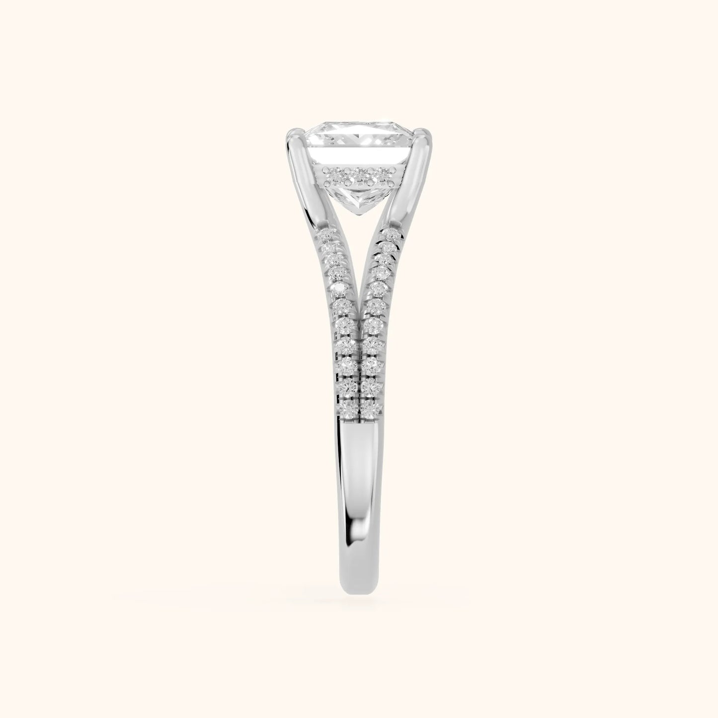 Eternal Embrace Princess Diamond Engagement Ring in Platinum - SideView