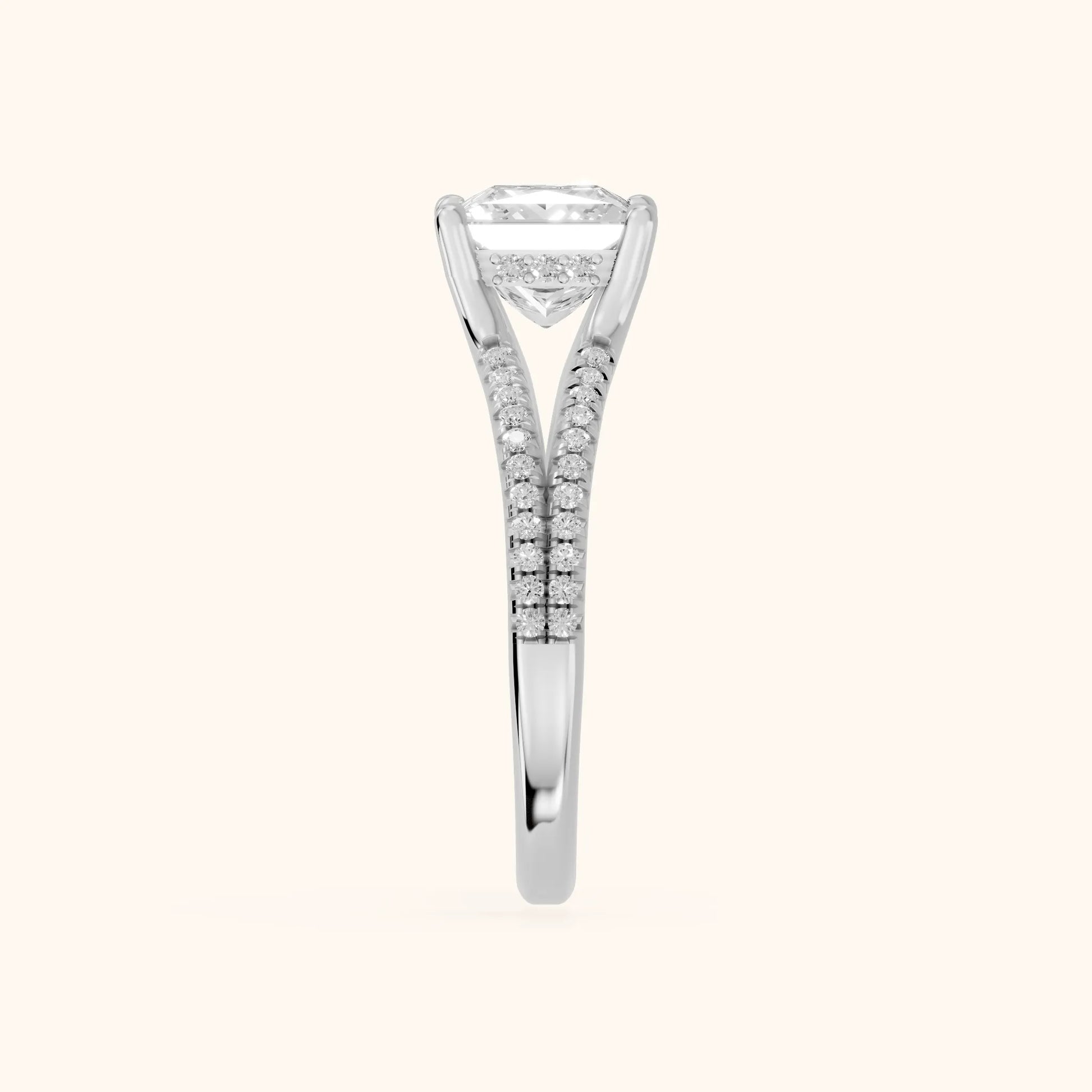 Eternal Embrace Princess Diamond Engagement Ring in Platinum - SideView