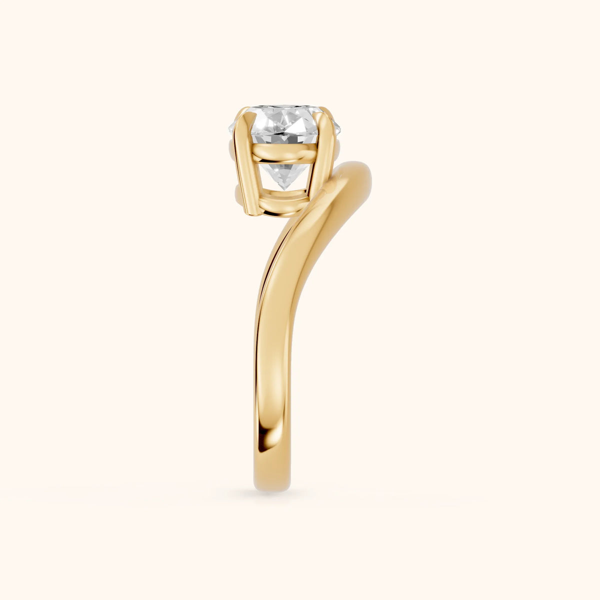 Katherine East-West Bypass Oval Diamond Engagement Ring in Yellow Gold - SideView.webp