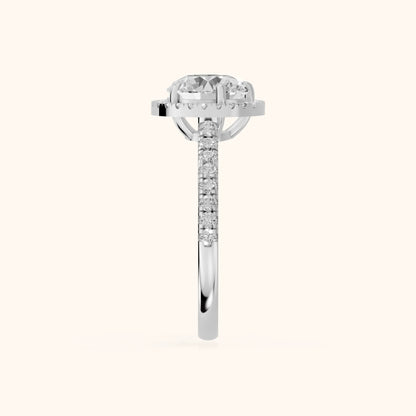 Mabel Halo French Pavé Round Diamond Engagement Ring in White Gold - SideView.webp