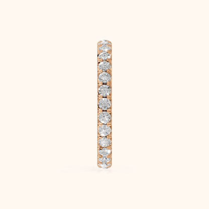 Lia French Pavé Round Diamond Eternity Band in Rose Gold - SideView