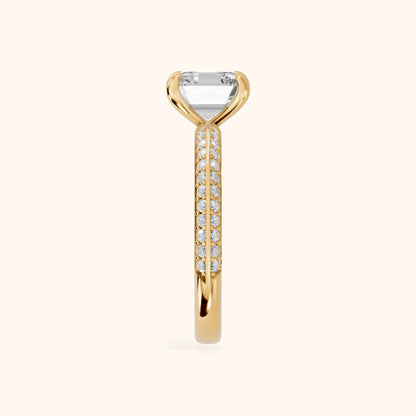 Meredith Knife Edge Pavé Asscher Diamond Engagement Ring in Yellow Gold - SideView.webp