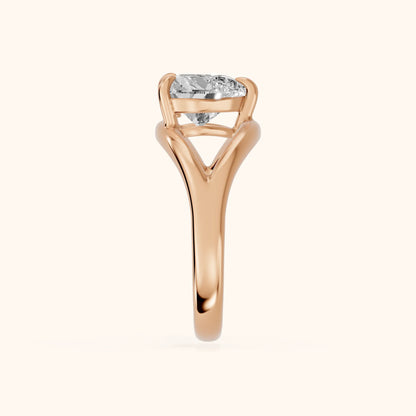 Madeleine Split Shank Heart Diamond Engagement Ring in Rose Gold - SideView.webp