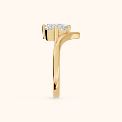 Evelyn Chevron Solitaire Radiant Diamond Engagement Ring in Yellow Gold - SideView