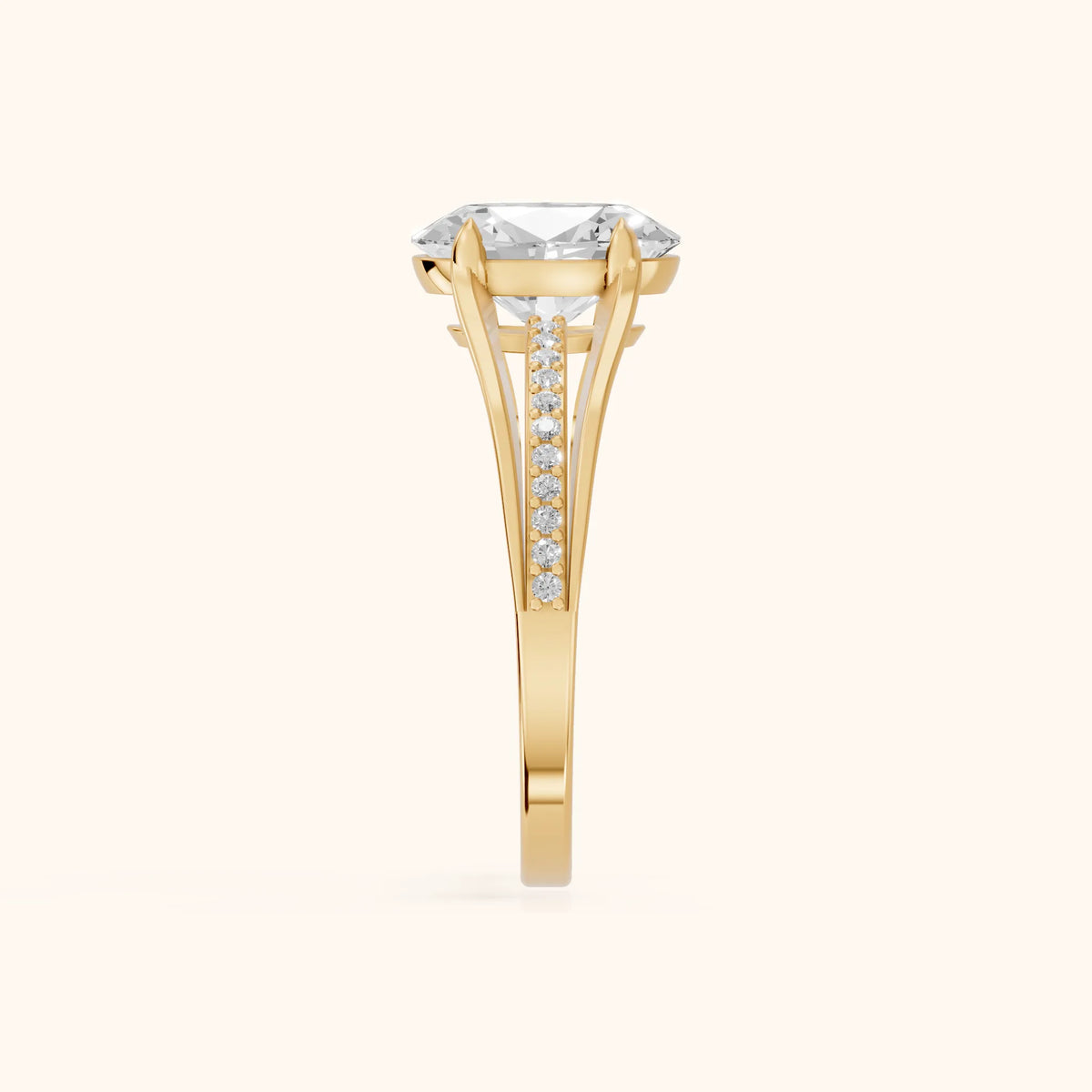 Lucinda Split Shank Oval Diamond Engagement Ring in Yellow Gold - SideView.webp