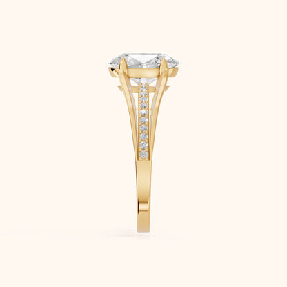 Lucinda Split Shank Oval Diamond Engagement Ring in Yellow Gold - SideView.webp