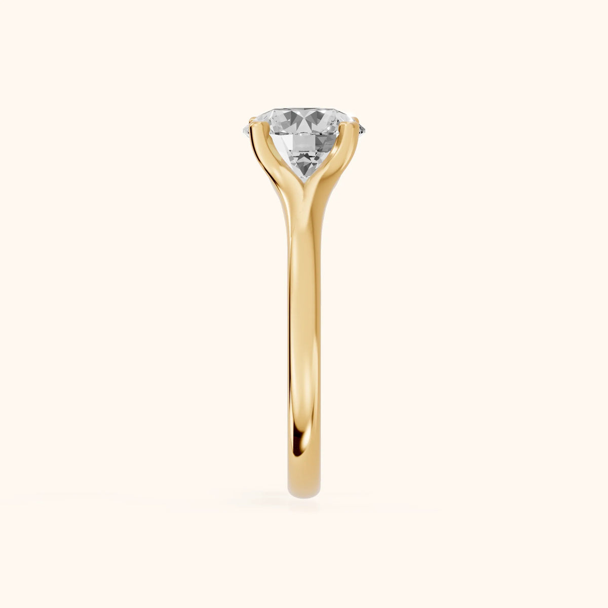 Nell Split Shank Solitaire Round Diamond Engagement Ring in Yellow Gold - SideView.webp