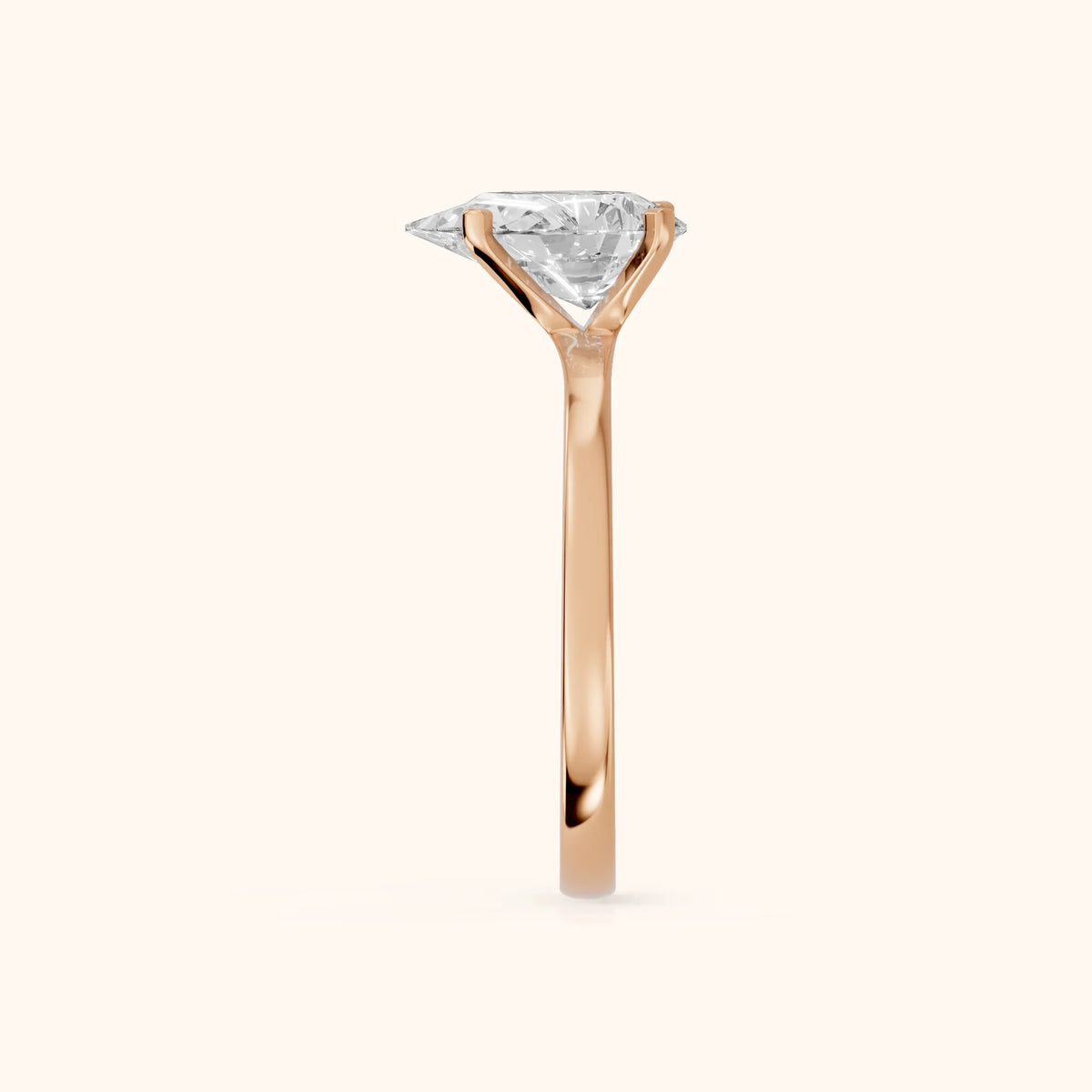 Matilda Cathedral Solitaire Pear Diamond Engagement Ring in Rose Gold - SideView.webp