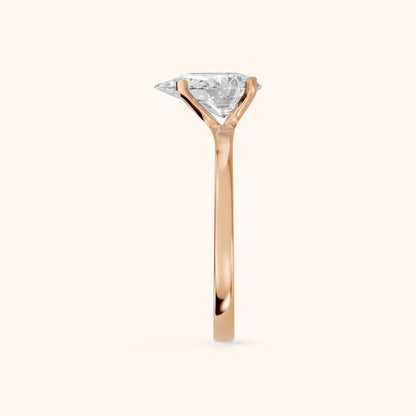 Matilda Cathedral Solitaire Pear Diamond Engagement Ring in Rose Gold - SideView.webp