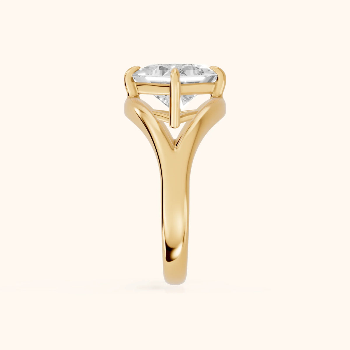 Madeleine Split Shank Princess Diamond Engagement Ring in Yellow Gold - SideView.webp