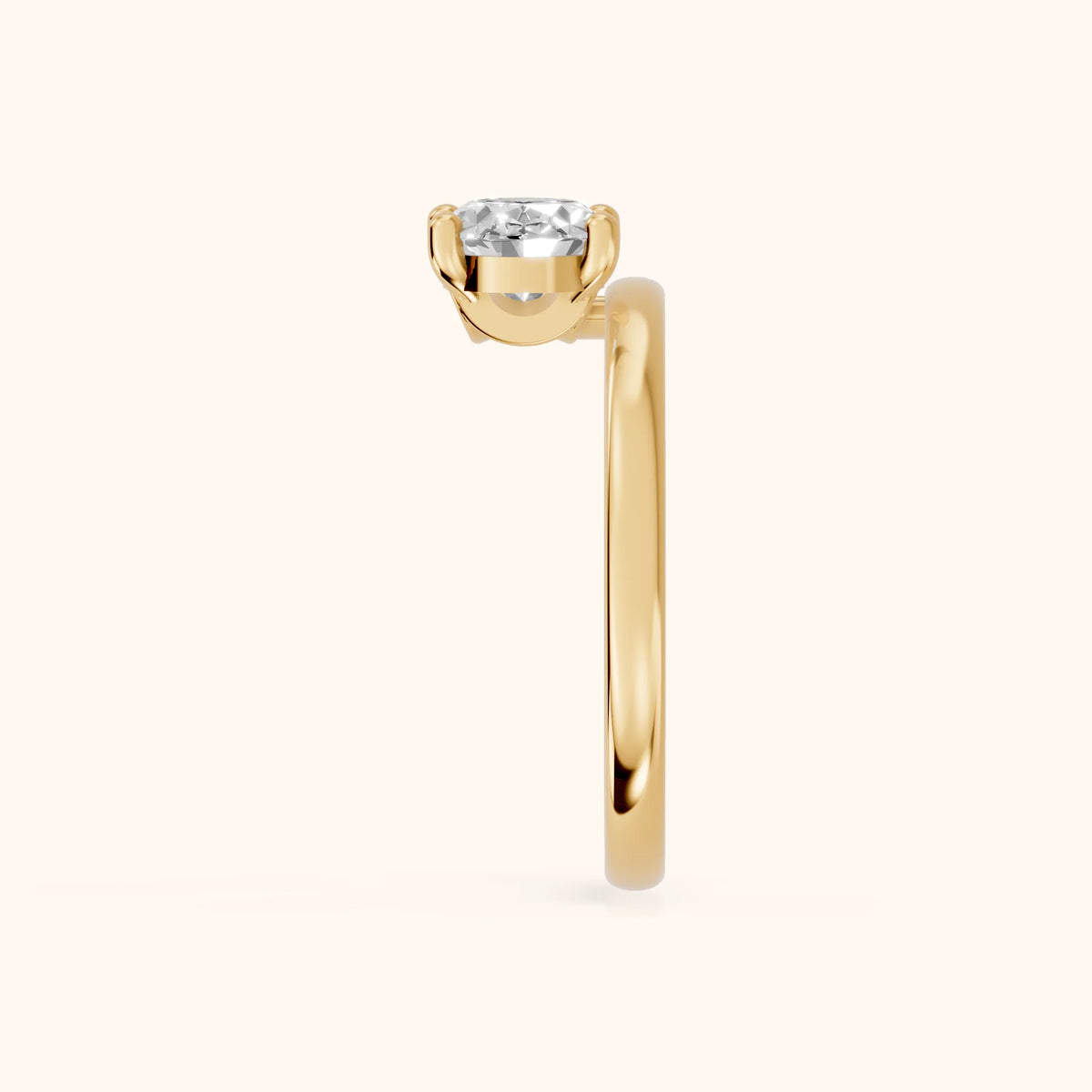 Maisie Four Prong Solitaire Oval Diamond Engagement Ring in Yellow Gold - SideView.webp