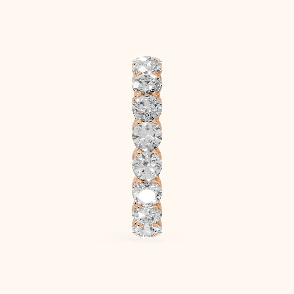 Dara Shared Prong Round Diamond Eternity Band in Rose Gold - SideView