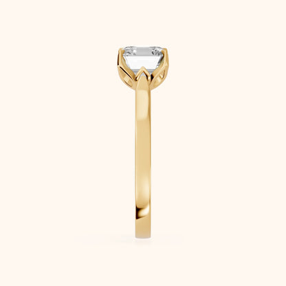 Isabella Bloom Solitaire Asscher Diamond Engagement Ring in Yellow Gold - SideView