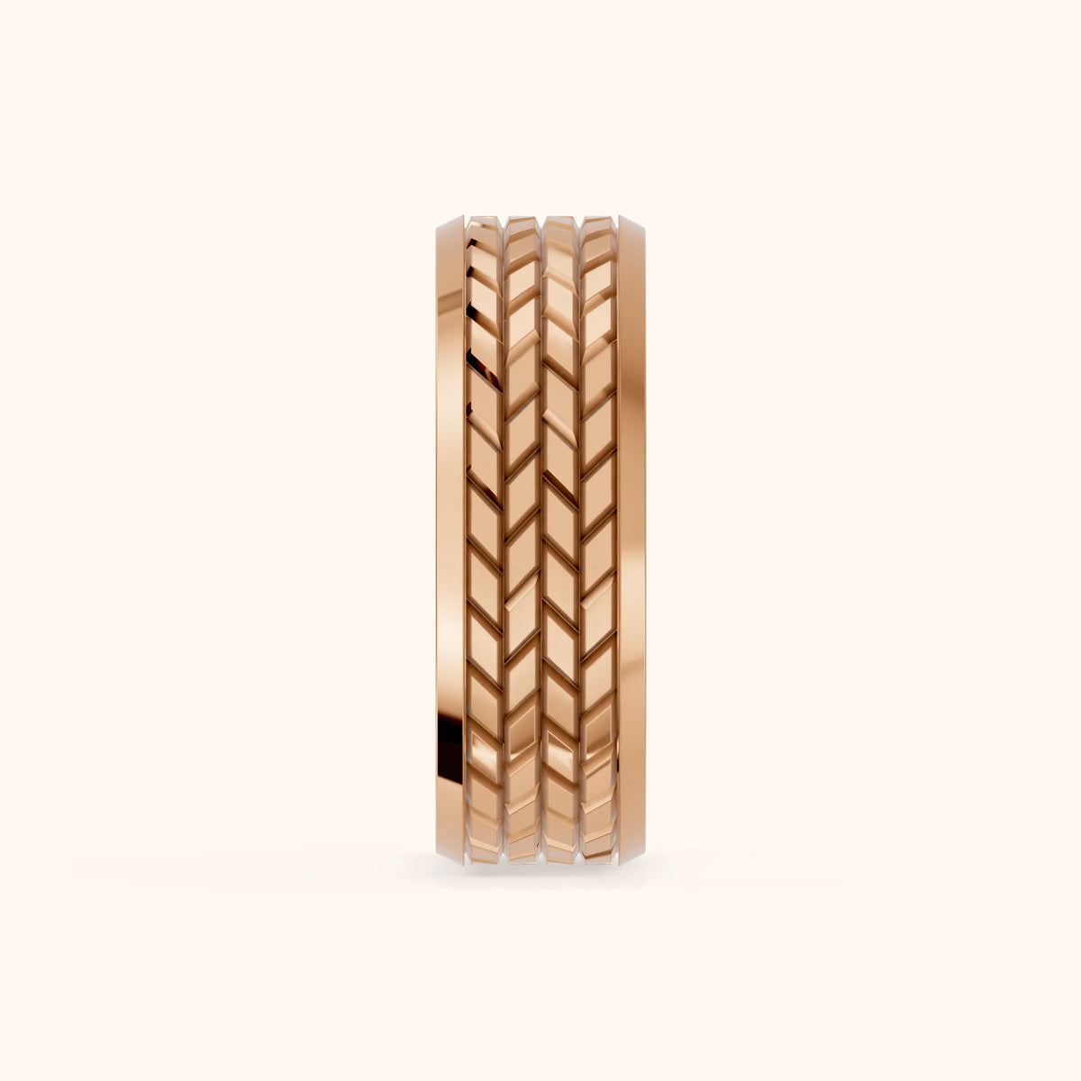 Yana Carved Step Edge Wedding Band in Rose Gold - SideView