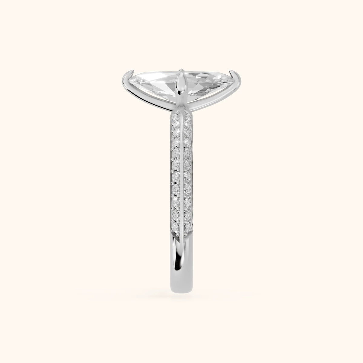 Meredith Knife Edge Pavé Marquise Diamond Engagement Ring in White Gold - SideView.webp