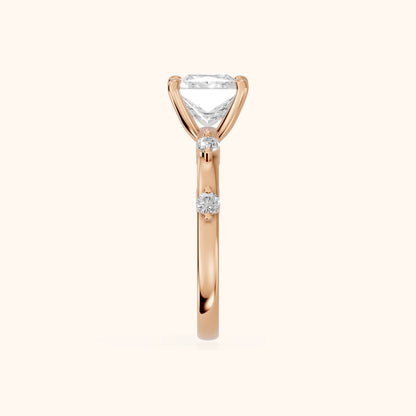Elena Radiance Princess Cut Diamond Engagement Ring in Rose Gold - SideView