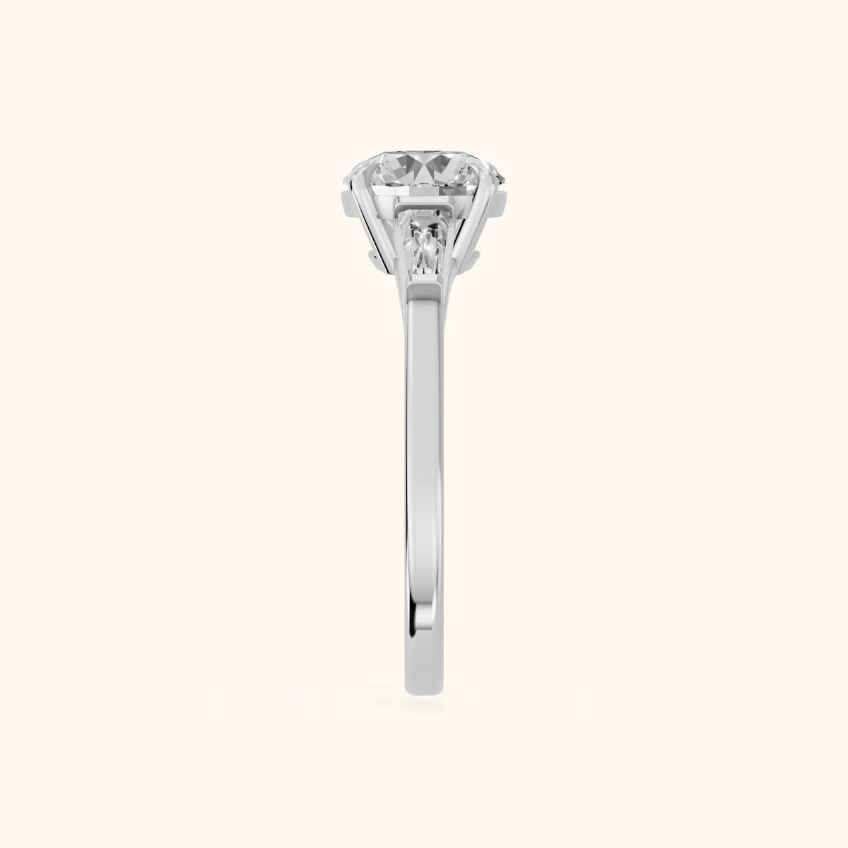 Winnie Three-Stone Round Diamond Engagement Ring in Silver - SideView.webp