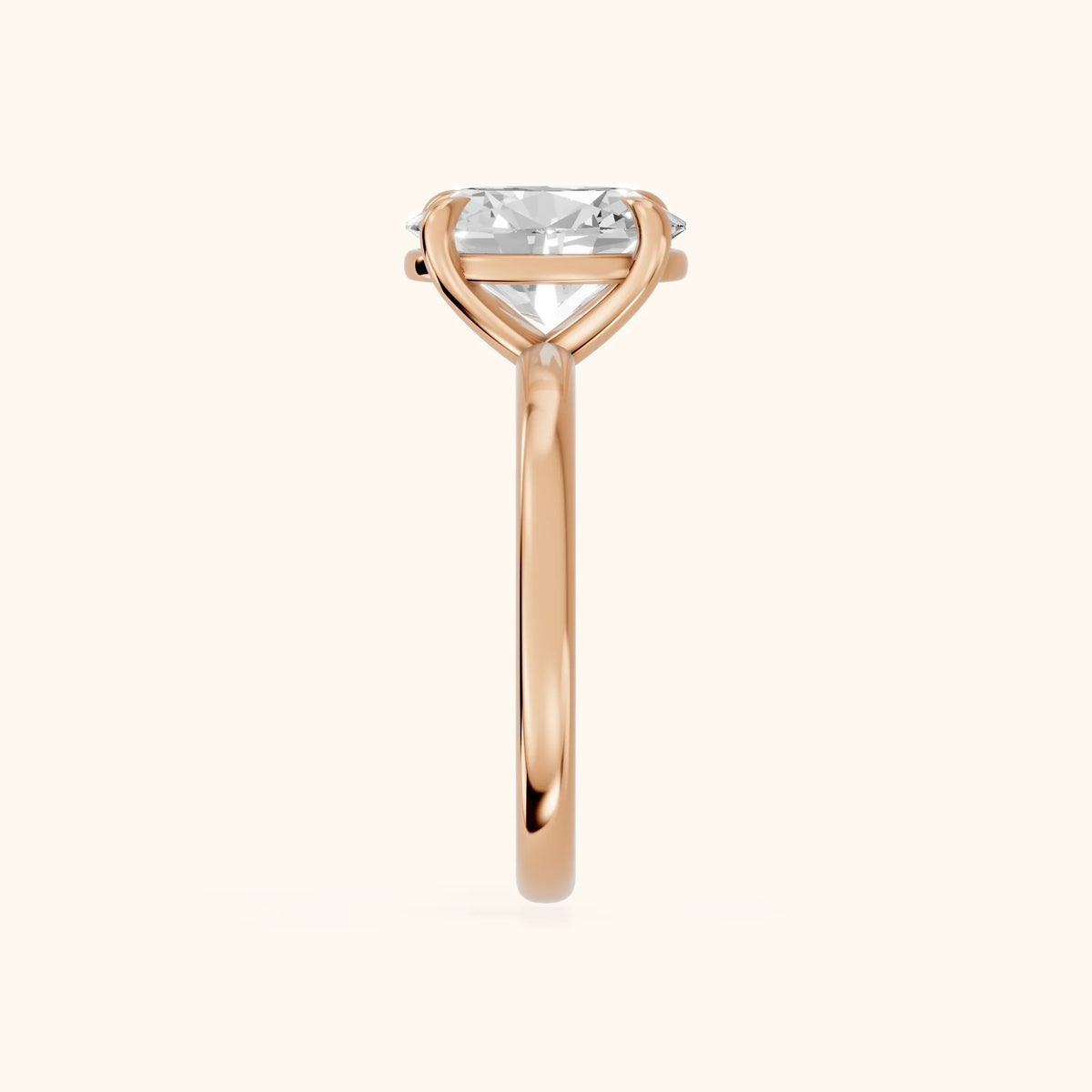 Cassandra Claw Prong Solitaire Oval Diamond Engagement Ring in Rose Gold - SideView.webp