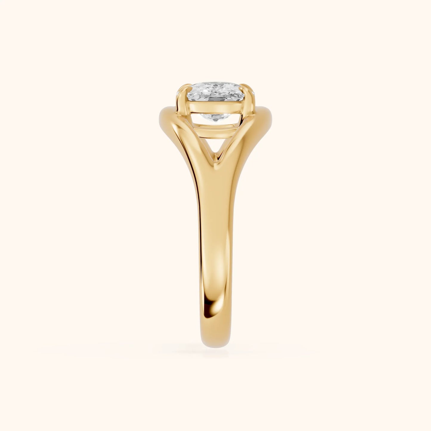 Seraphina Criss Cross Cushion Diamond Engagement Ring in Yellow Gold - SideView