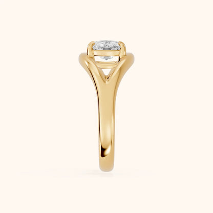 Seraphina Criss Cross Cushion Diamond Engagement Ring in Yellow Gold - SideView