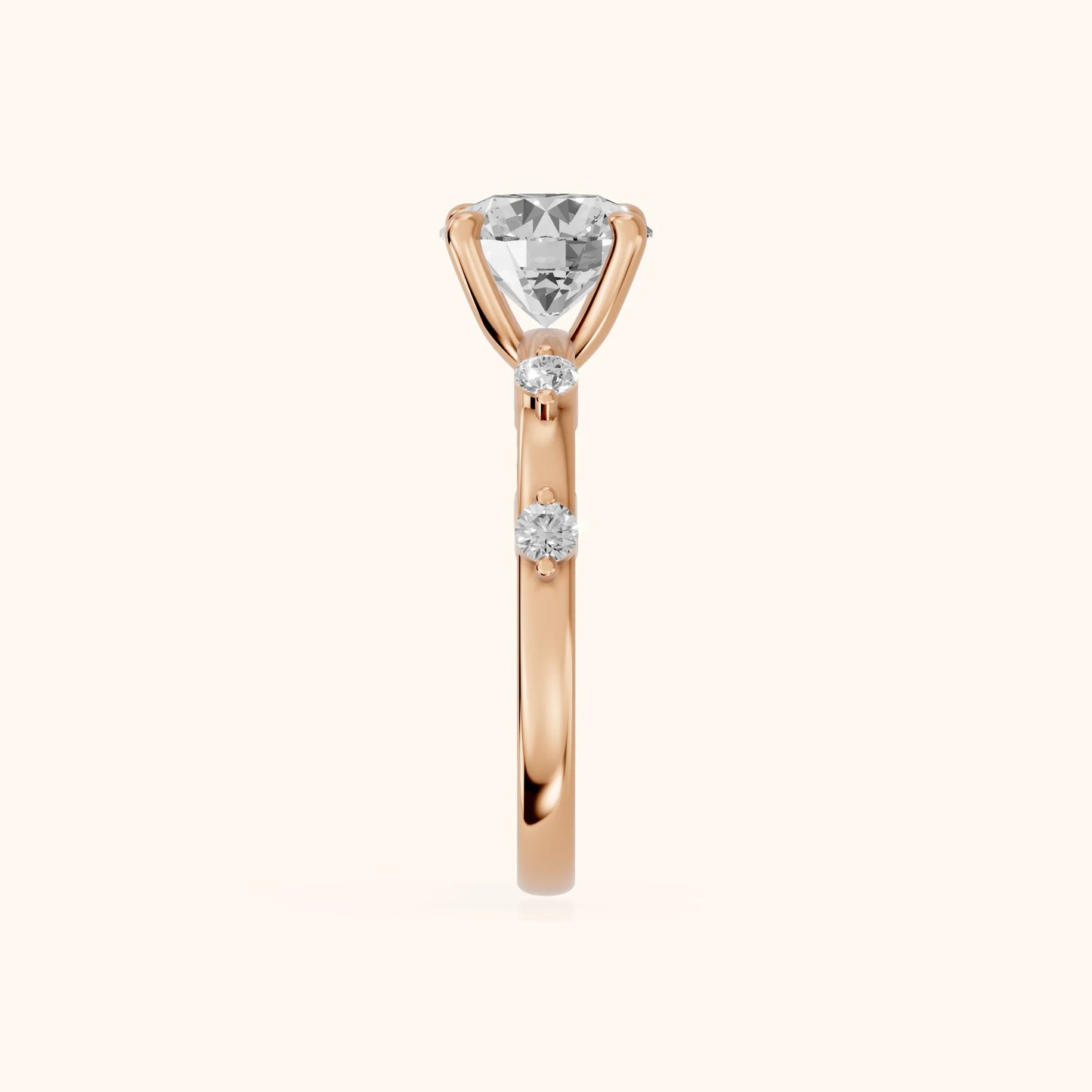 Elena Radiance Solitaire Round Diamond Engagement Ring in Rose Gold - SideView