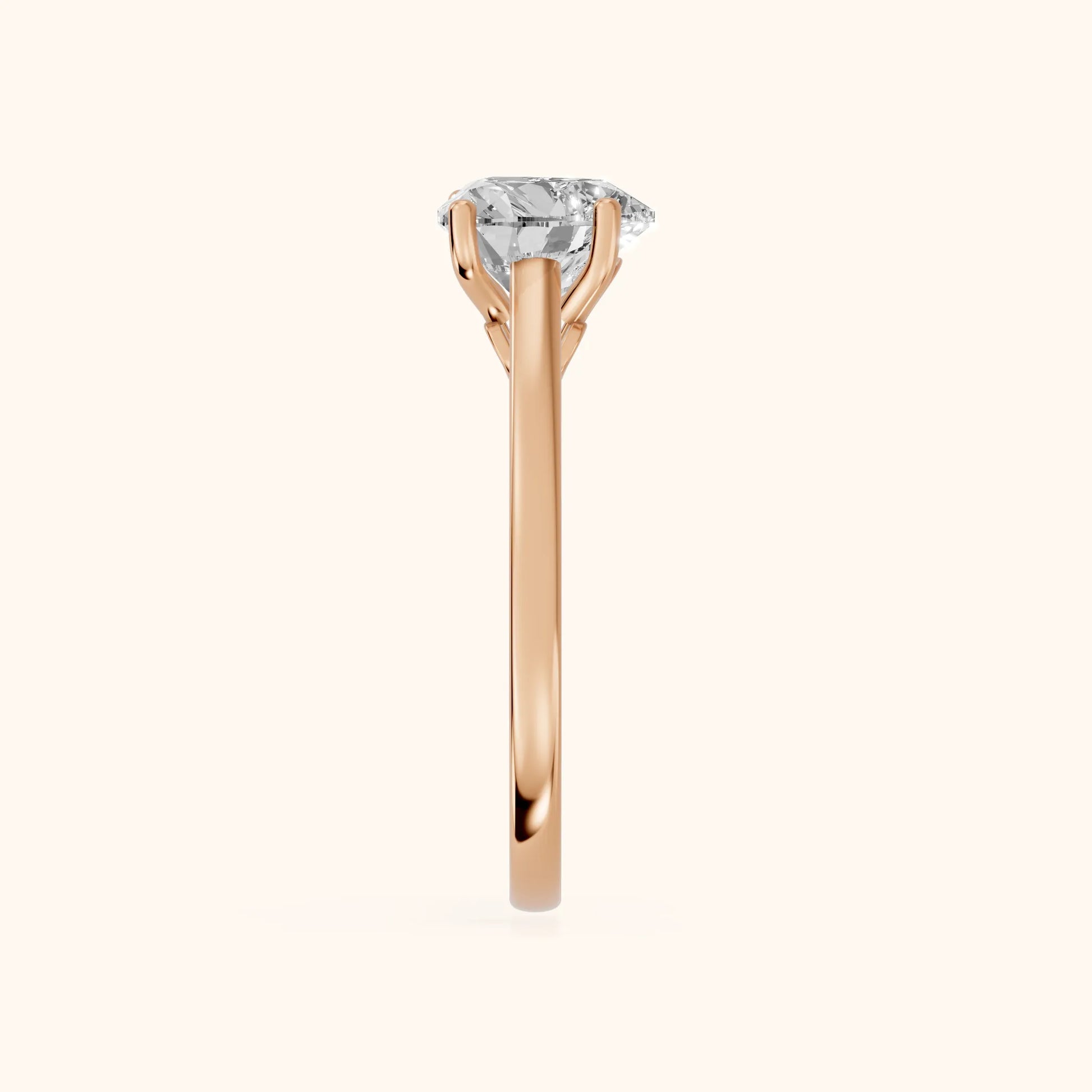Iris Vintage Heart Diamond Engagement Ring in Rose Gold - SideView