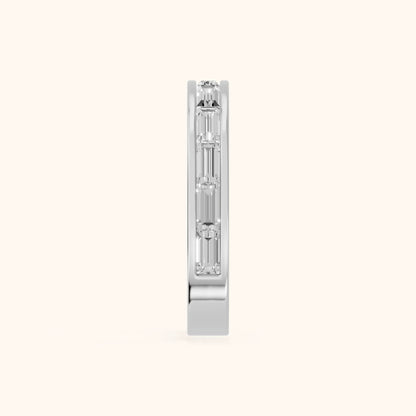 Marina Channel Set Baguette Diamond Half Eternity Band in White Gold - SideView
