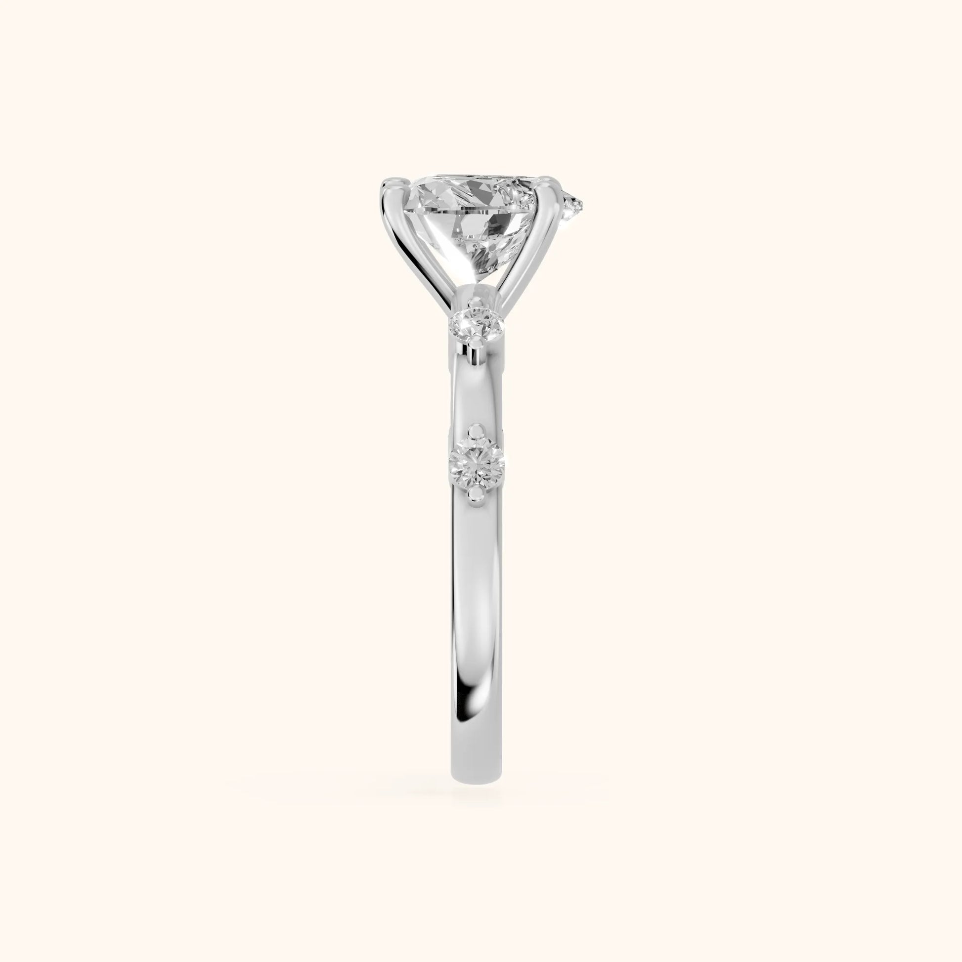 Elena Radiance Solitaire Heart Diamond Engagement Ring in Silver - SideView