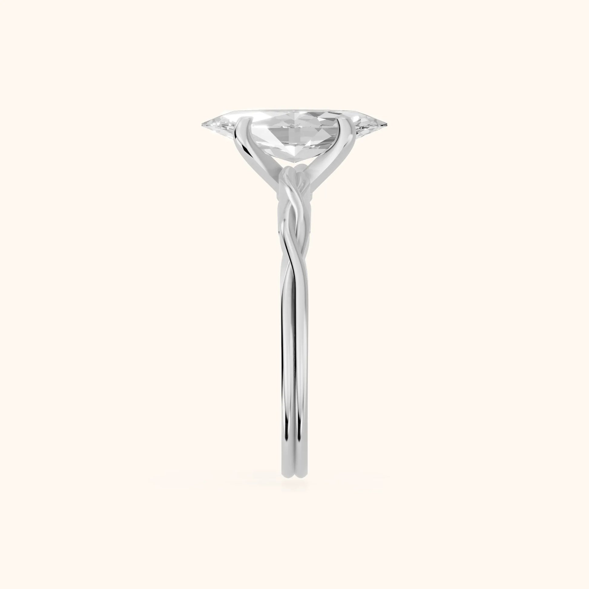 Iris Twist Marquise Diamond Engagement Ring in Silver - SideView