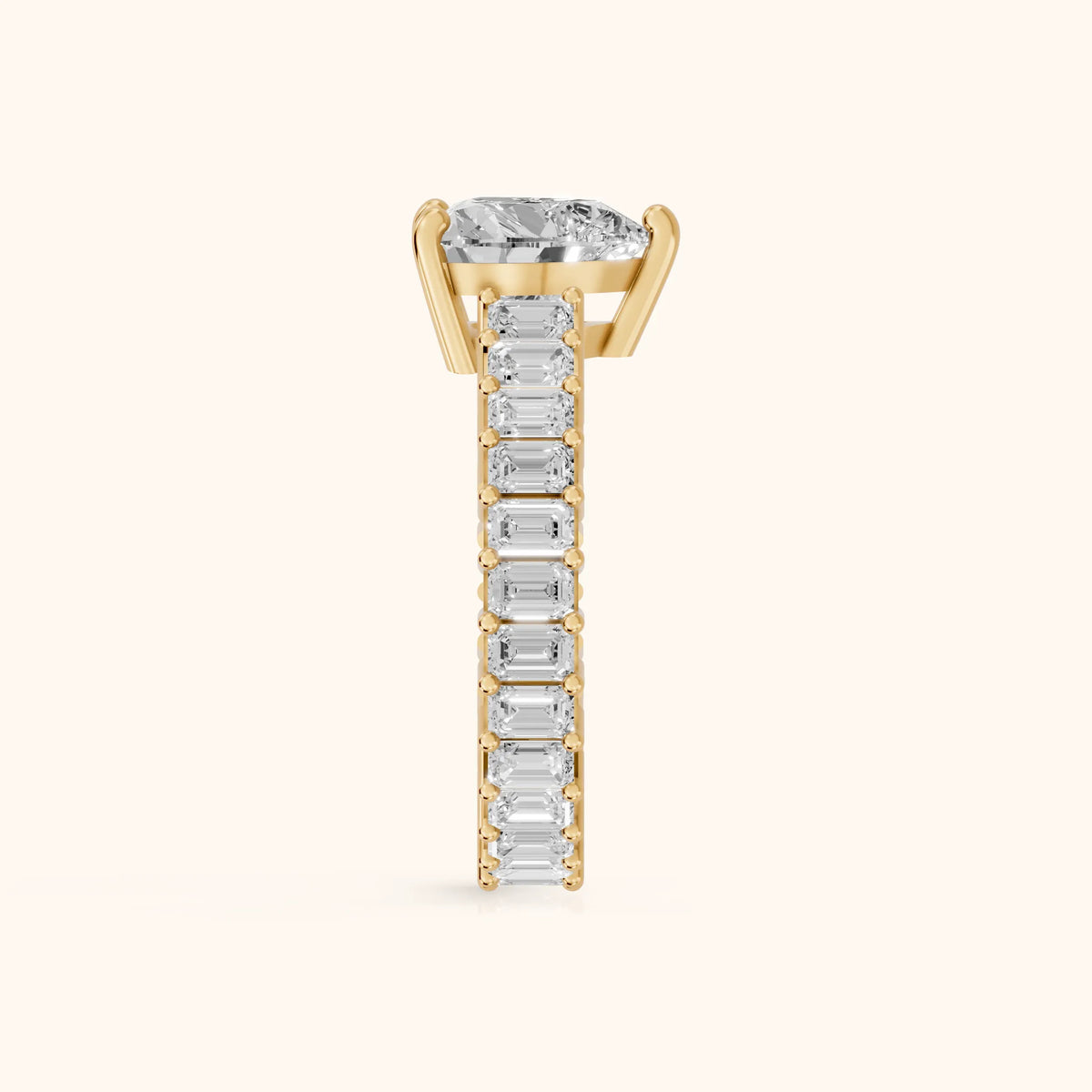 Mallory Shared Prong Heart Diamond Engagement Ring in Yellow Gold - SideView.webp