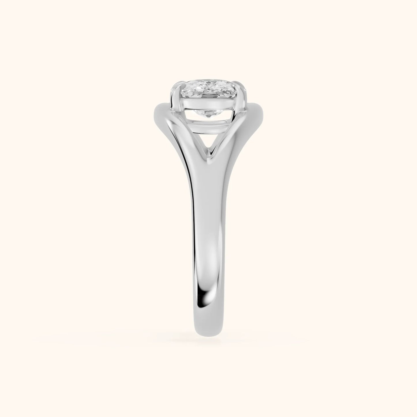 Seraphina Criss Cross Cushion Diamond Engagement Ring in White Gold - SideView