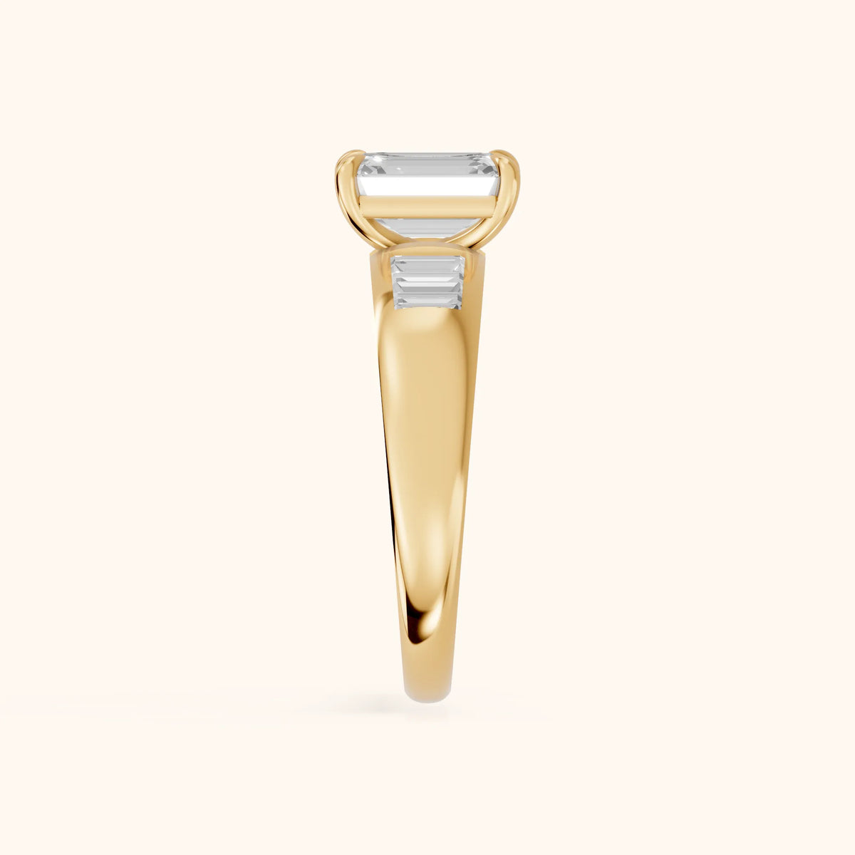 Elsie Channel Set Emerald Diamond Engagement Ring in Yellow Gold - SideView.webp