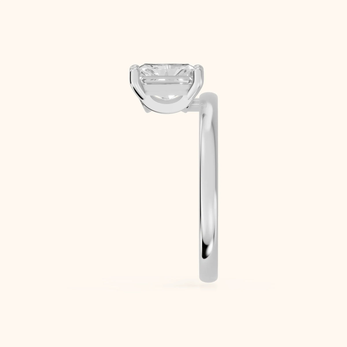 Maisie Four Prong Solitaire Radiant Diamond Engagement Ring in White Gold - SideView.webp
