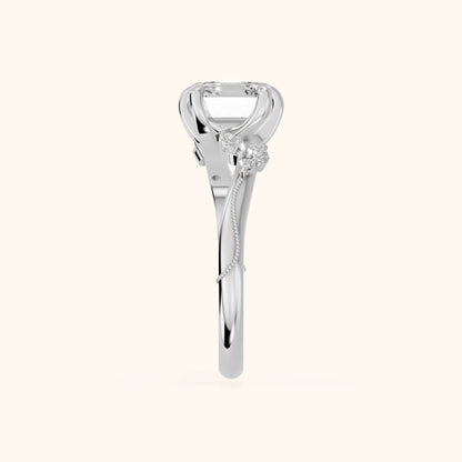 Joanna Milgrain Twist Asscher Diamond Engagement Ring in Platinum - SideView.webp