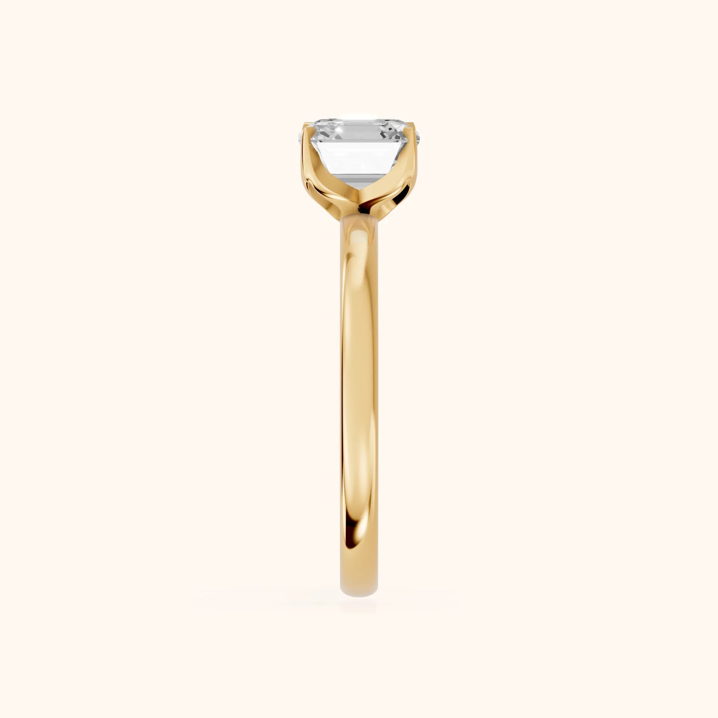 Serena Blossom Solitaire Asscher Diamond Ring in Yellow Gold - SideView