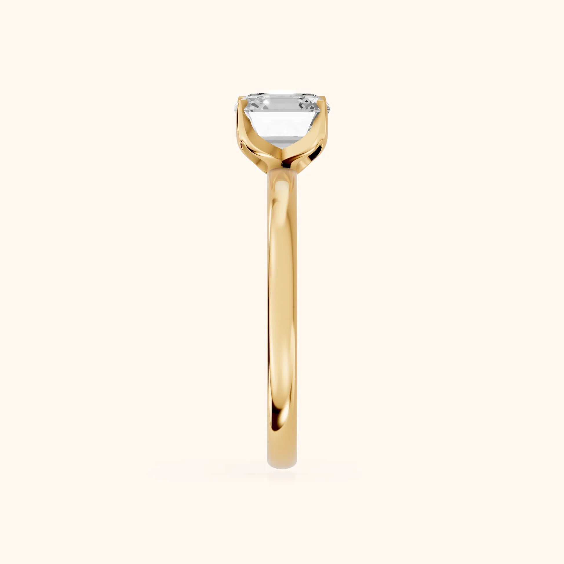 Serena Blossom Solitaire Asscher Diamond Ring in Yellow Gold - SideView
