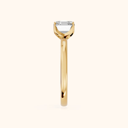Serena Blossom Solitaire Asscher Diamond Ring in Yellow Gold - SideView
