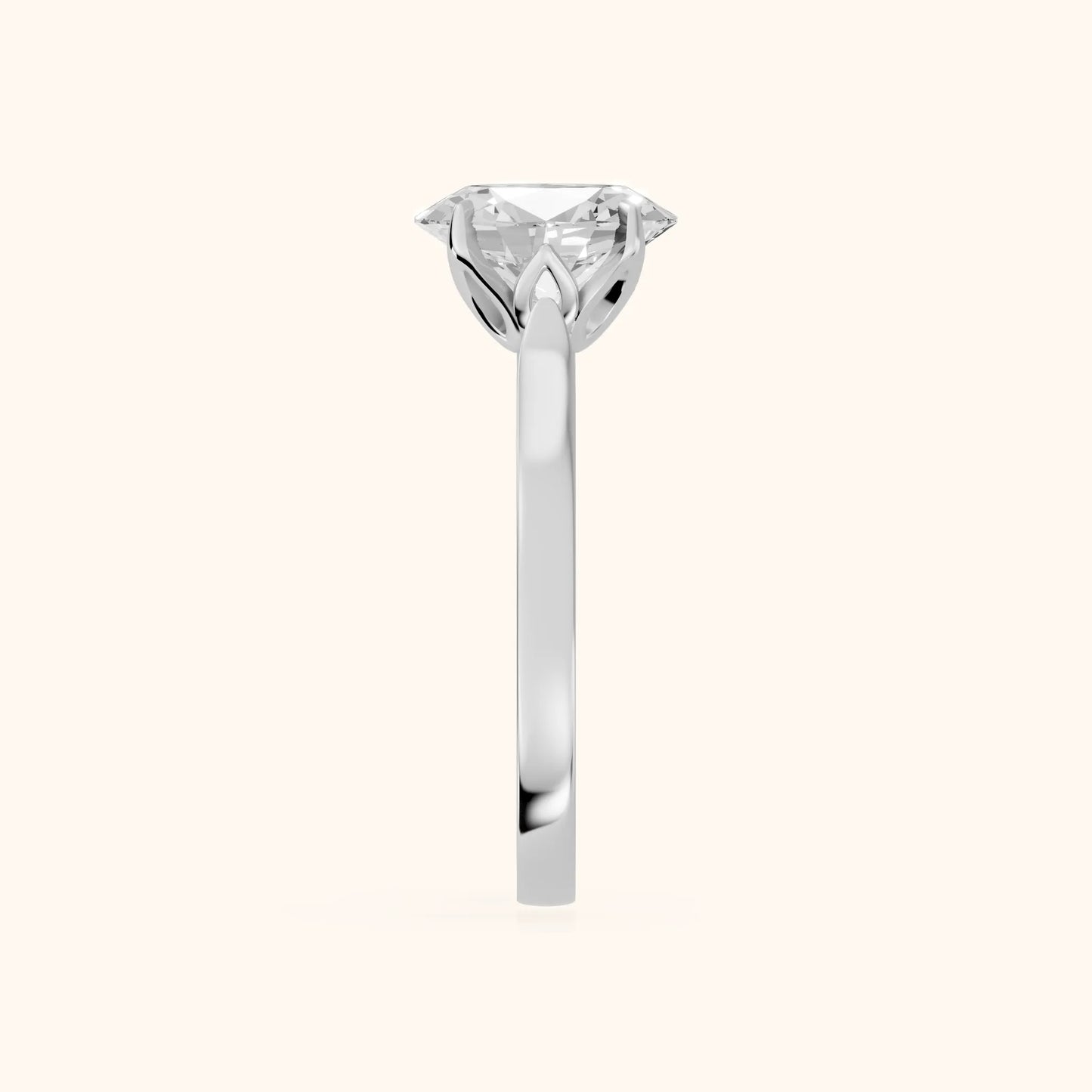 Isabella Bloom Solitaire Oval Diamond Engagement Ring in White Gold - SideView